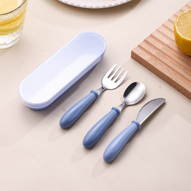 Cute Baby Portable Knife, Fork, Spoon Feeding Training Tableware Set Stainless Steel Children's Mouth-Safe Cutlery Wholesale 7
