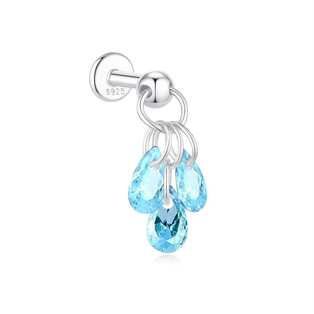 European and American s925 sterling silver daily wear star and moon four-leaf clover petals diamond cartilage spiral tassel piercing nails 7