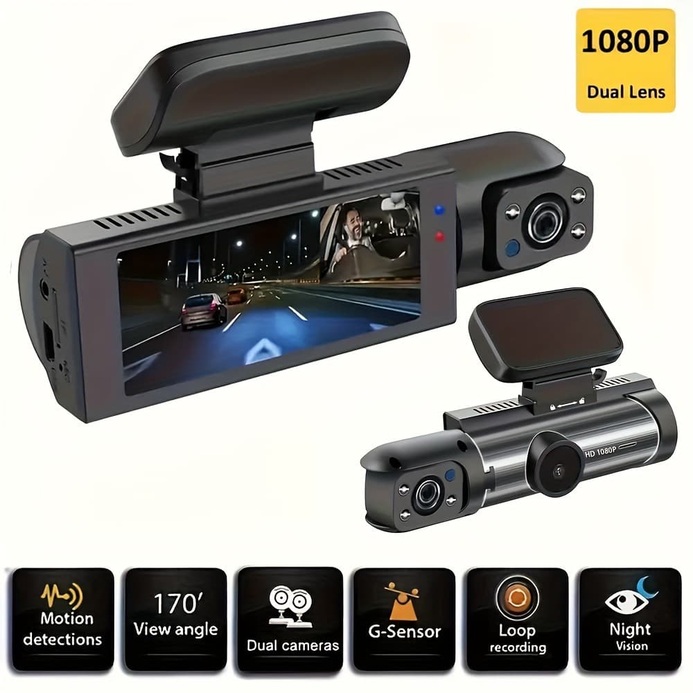 2024 Hot Recommended Car Driving Recorder HD Night Vision 1080P Car 360 Degree Car Front and Interior Dual Mirrors 1