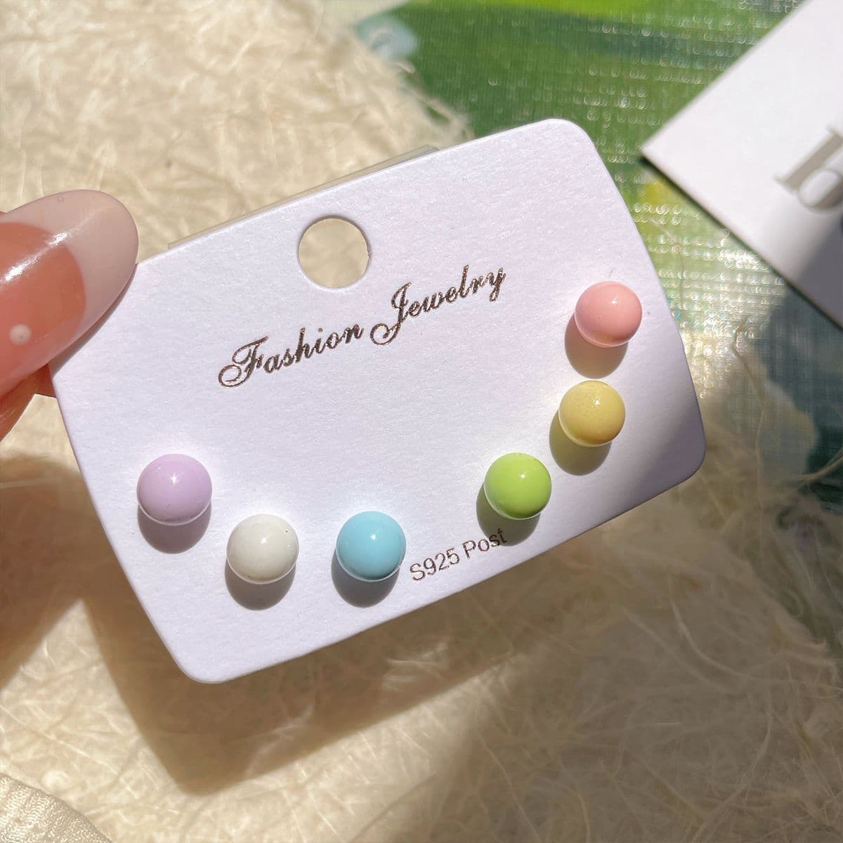 Summer small fresh colorful candy 2024 new beanie earring set women's small simple sweet daily earrings 7