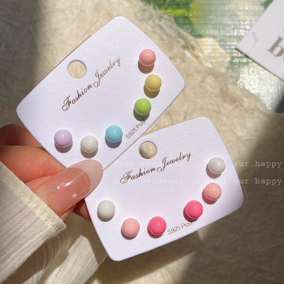 Summer small fresh colorful candy 2024 new beanie earring set women's small simple sweet daily earrings 1