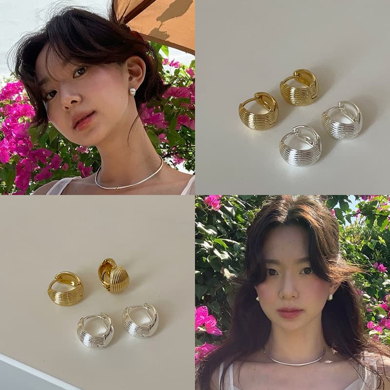 Korean blogger fever has the same style of shell pattern plain hoop earrings for women, simple, personalized, fashionable and versatile earrings.