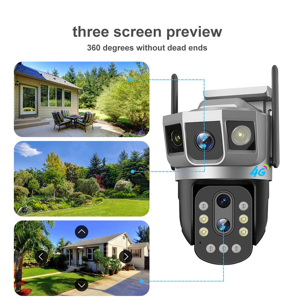 V380 outdoor 10x zoom three-screen 4G camera dual-light night vision remote WiFi smart home monitor 4