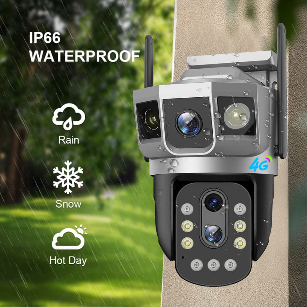 V380 outdoor 10x zoom three-screen 4G camera dual-light night vision remote WiFi smart home monitor 5