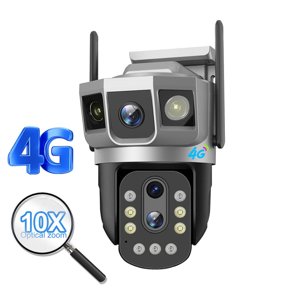 V380 outdoor 10x zoom three-screen 4G camera dual-light night vision remote WiFi smart home monitor 7