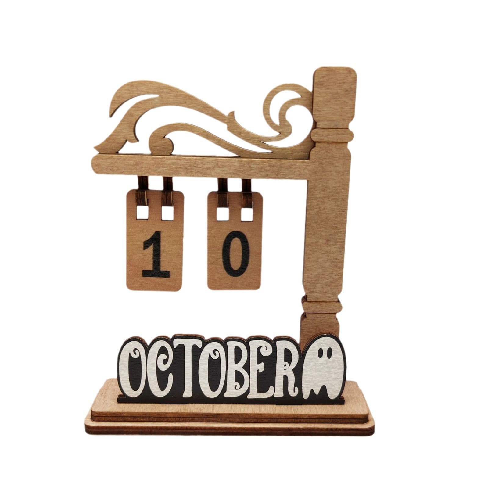 Cross-border new Halloween Christmas wooden ornaments home decoration creative interchangeable seasonal desktop calendar 6