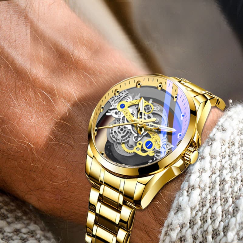 New fashionable men's waterproof watch luminous hollow Korean version waterproof sports quartz watch men's watch 5