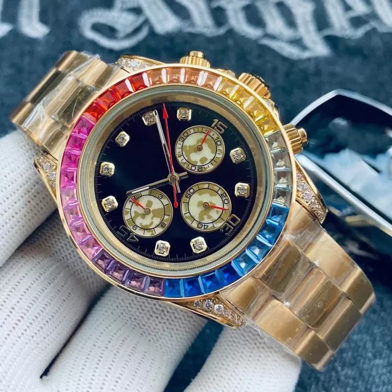 Rainbow Daytona watch men's AAA fully automatic mechanical watch six-pin multi-function full diamond luxury Danny Road watch 1