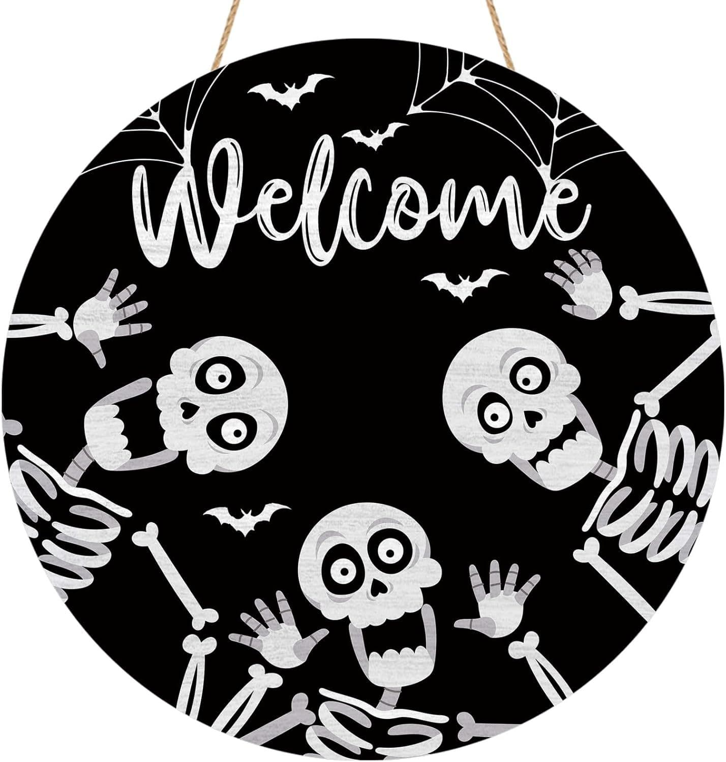 Welcome Halloween Skull Door Sign Fun Outdoor Porch Seasonal Holiday Farmhouse Wooden Interior Decor 7