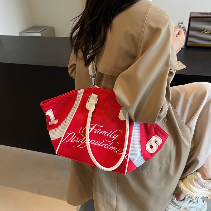Fashionable bowling handbag women's new large-capacity embroidered letters shoulder crossbody sports travel armpit bag 3