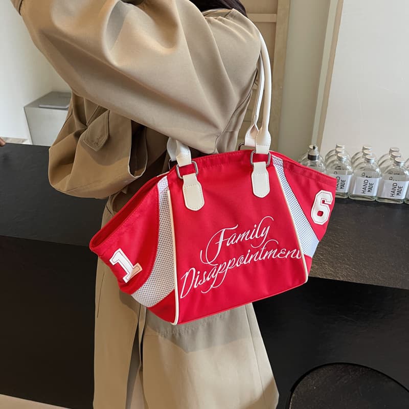 Fashionable bowling handbag women's new large-capacity embroidered letters shoulder crossbody sports travel armpit bag 5