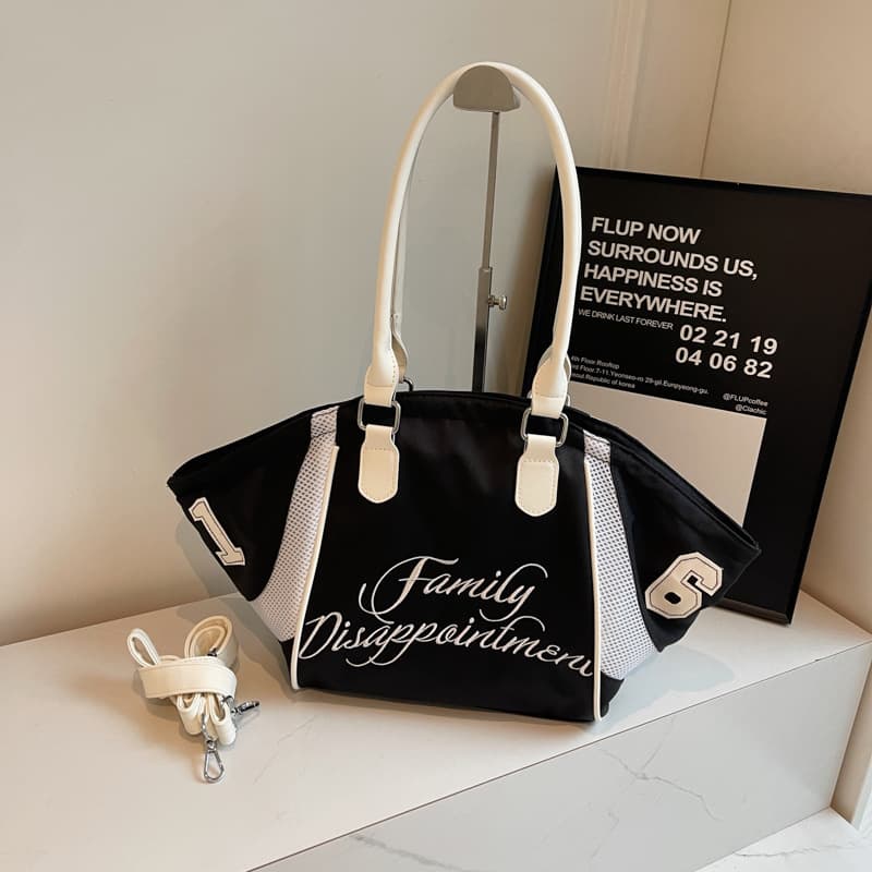 Fashionable bowling handbag women's new large-capacity embroidered letters shoulder crossbody sports travel armpit bag 7