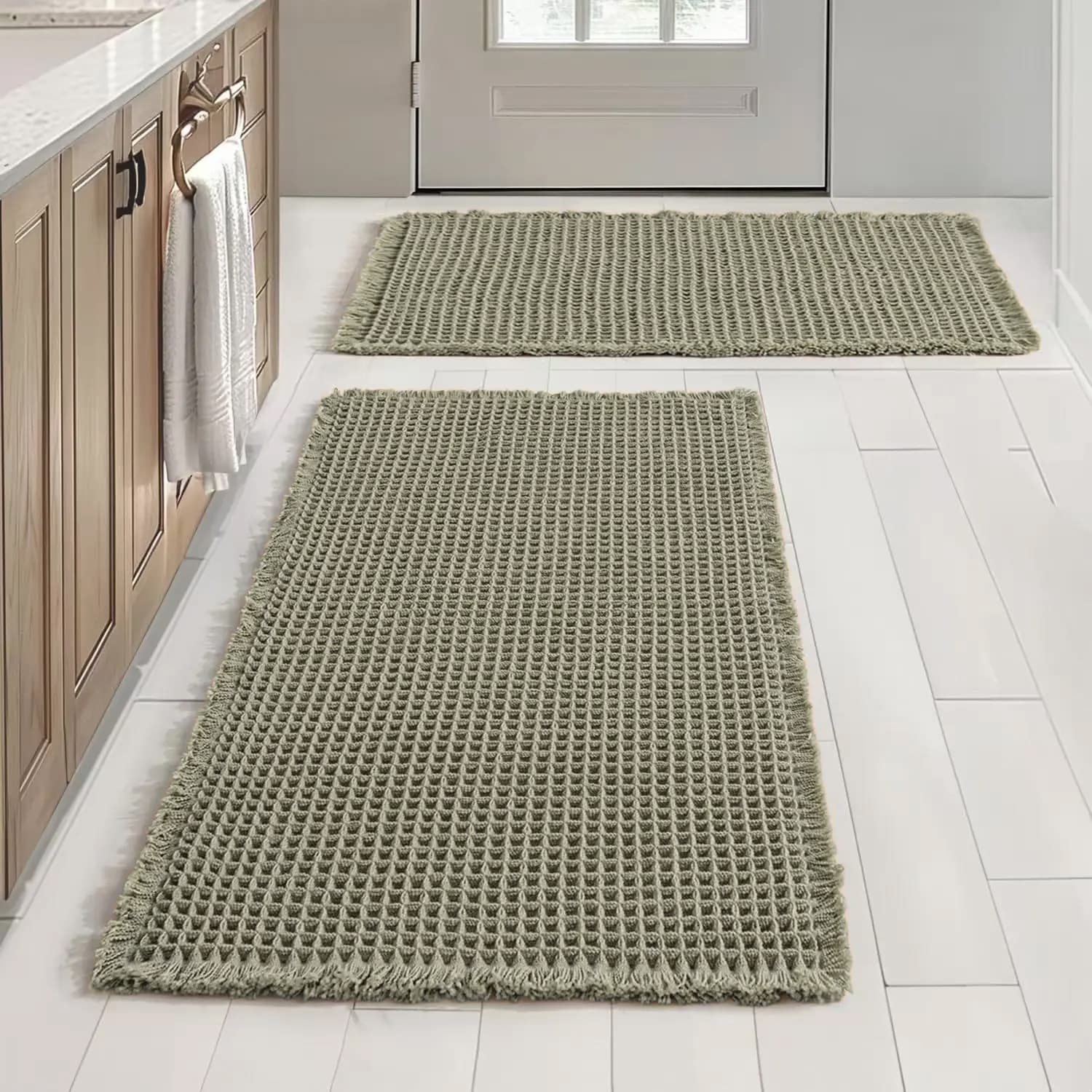 Cross-border bathroom bathing absorbent floor mat bathroom door waffle non-slip floor entry foot mat home toilet 2