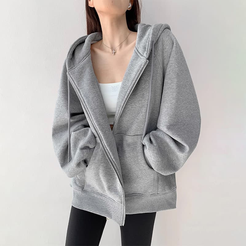 Sweater jacket women's 2025 autumn and winter new spring and autumn hooded cardigan loose casual sports velvet top thin 1