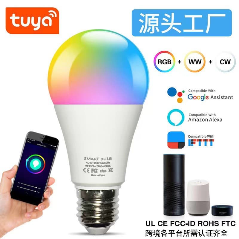 TUYA Bluetooth WIFI smart light bulb RGBCW dimming A60 graffiti LED light bulb ALEXA cross-border atmosphere light bulb 1