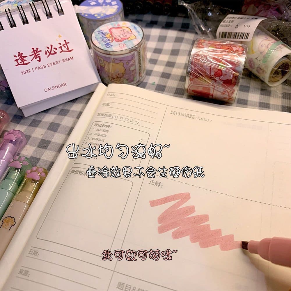 Cat's claw highlighter marker pen for students to use colored key pens to take notes special handbook pen Morandi color 5