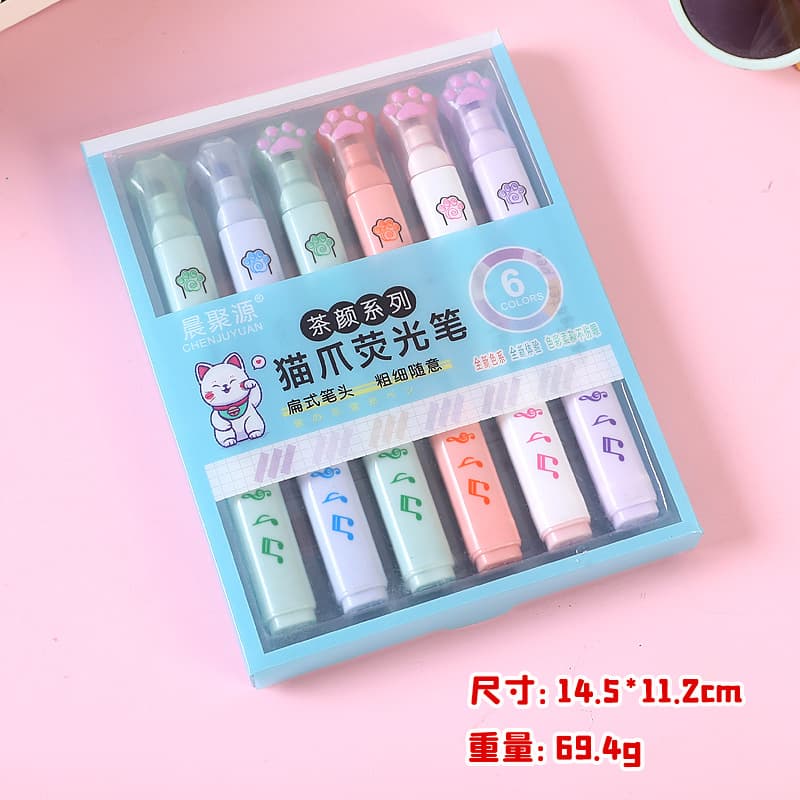 Cat's claw highlighter marker pen for students to use colored key pens to take notes special handbook pen Morandi color 7