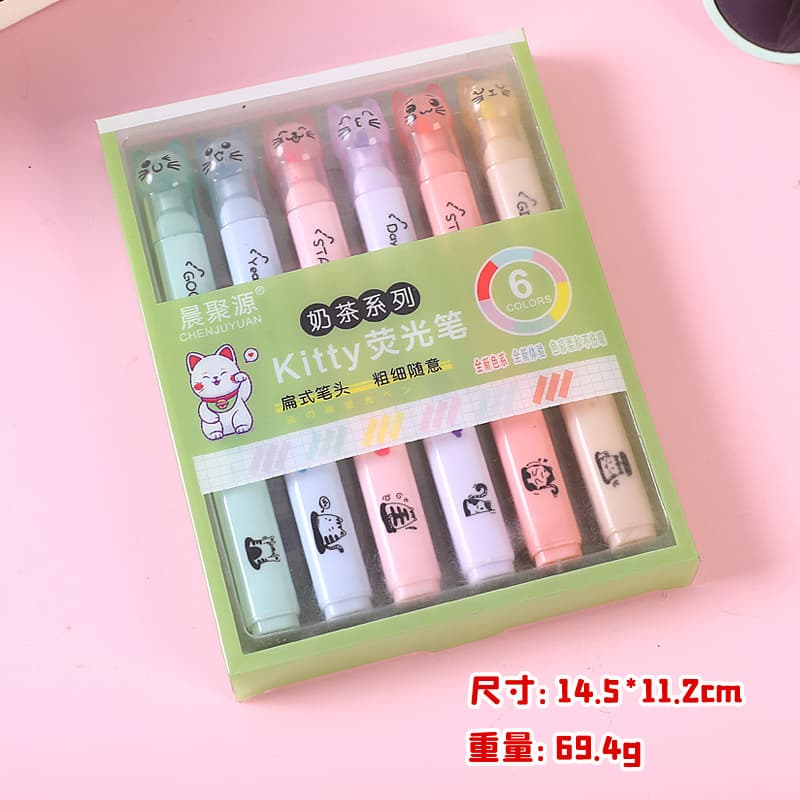 Cat's claw highlighter marker pen for students to use colored key pens to take notes special handbook pen Morandi color 8
