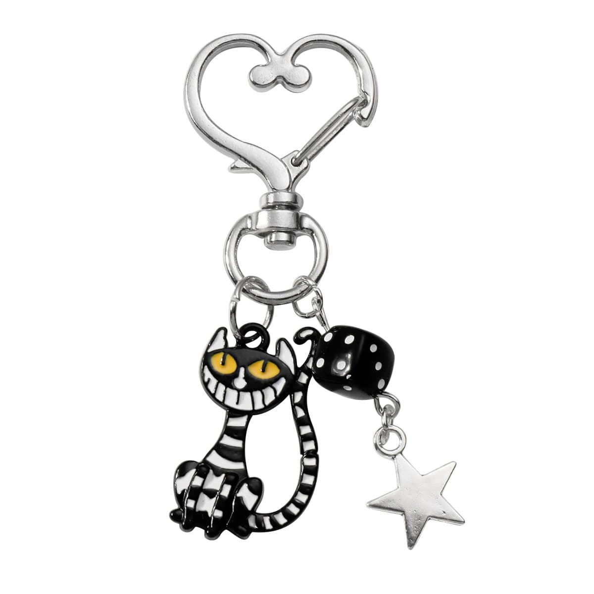 Cross-border hot style Y2K fashionable silver butterfly pink crystal star civet cat keychain earphone pendant 6