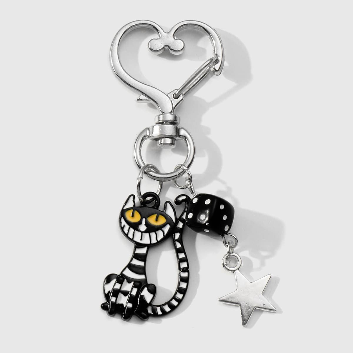Cross-border hot style Y2K fashionable silver butterfly pink crystal star civet cat keychain earphone pendant 9