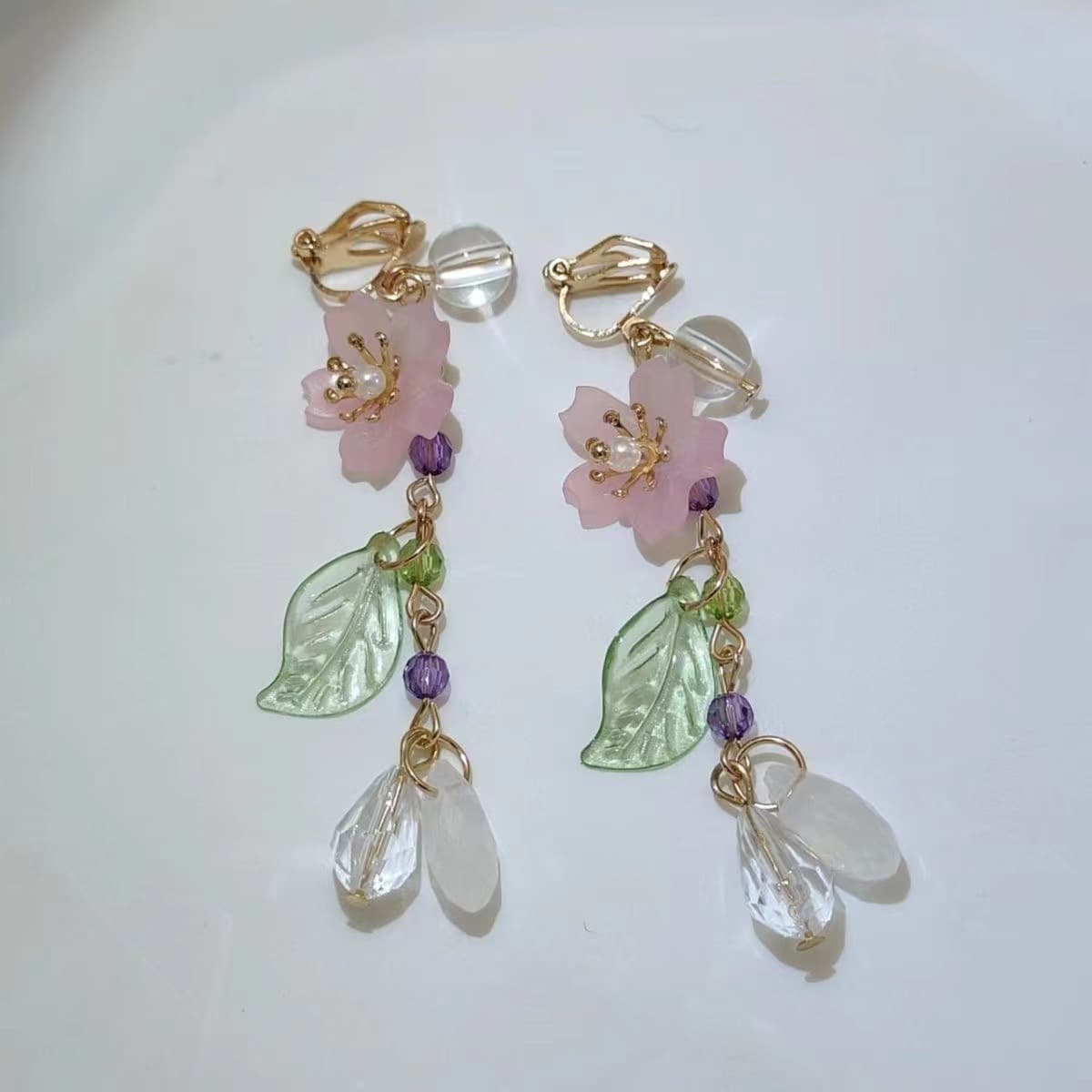 [Peach Blossom Yaoyao] Super fairy classical Chinese style pink peach blossom tassel long earrings Hanfu girl earrings 8