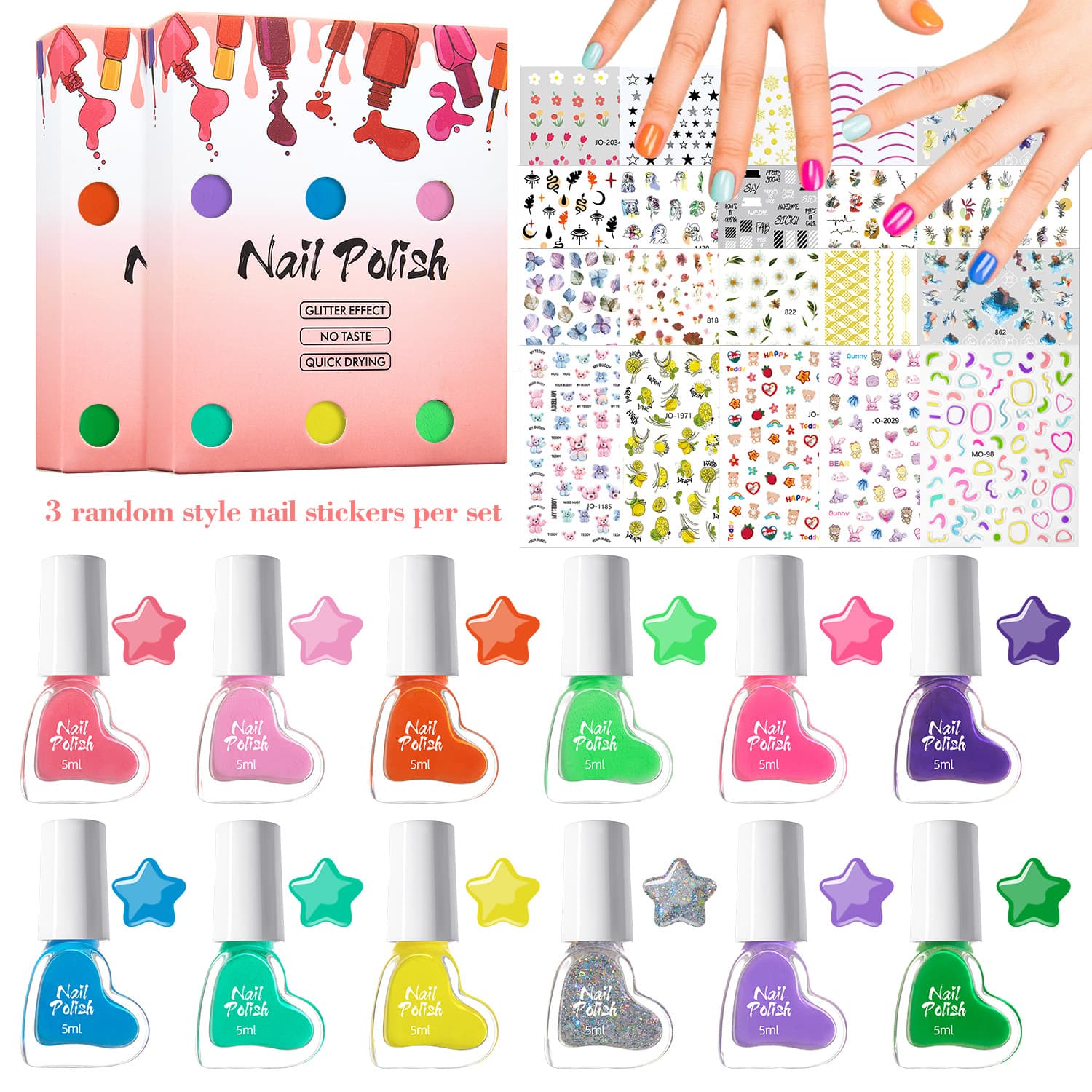 Cross-border glitter gel nude nail polish set quick-drying nail polish gel color nail art decal mixed package salon wholesale 2