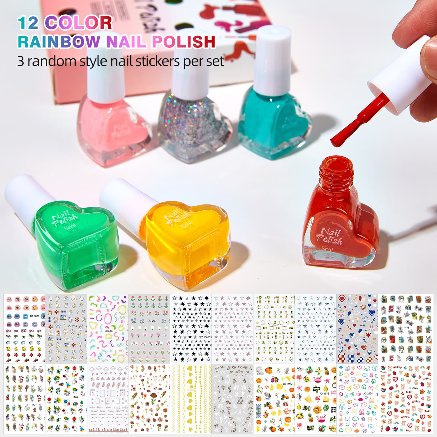 Amazon Air Dry Glitter Nail Polish Gel Nail Polish Glue Set Nail Art Decal DIY Wholesale Long-lasting Bake-Free 2