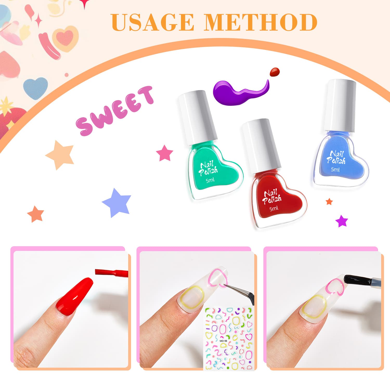 Amazon Air Dry Glitter Nail Polish Gel Nail Polish Glue Set Nail Art Decal DIY Wholesale Long-lasting Bake-Free 3