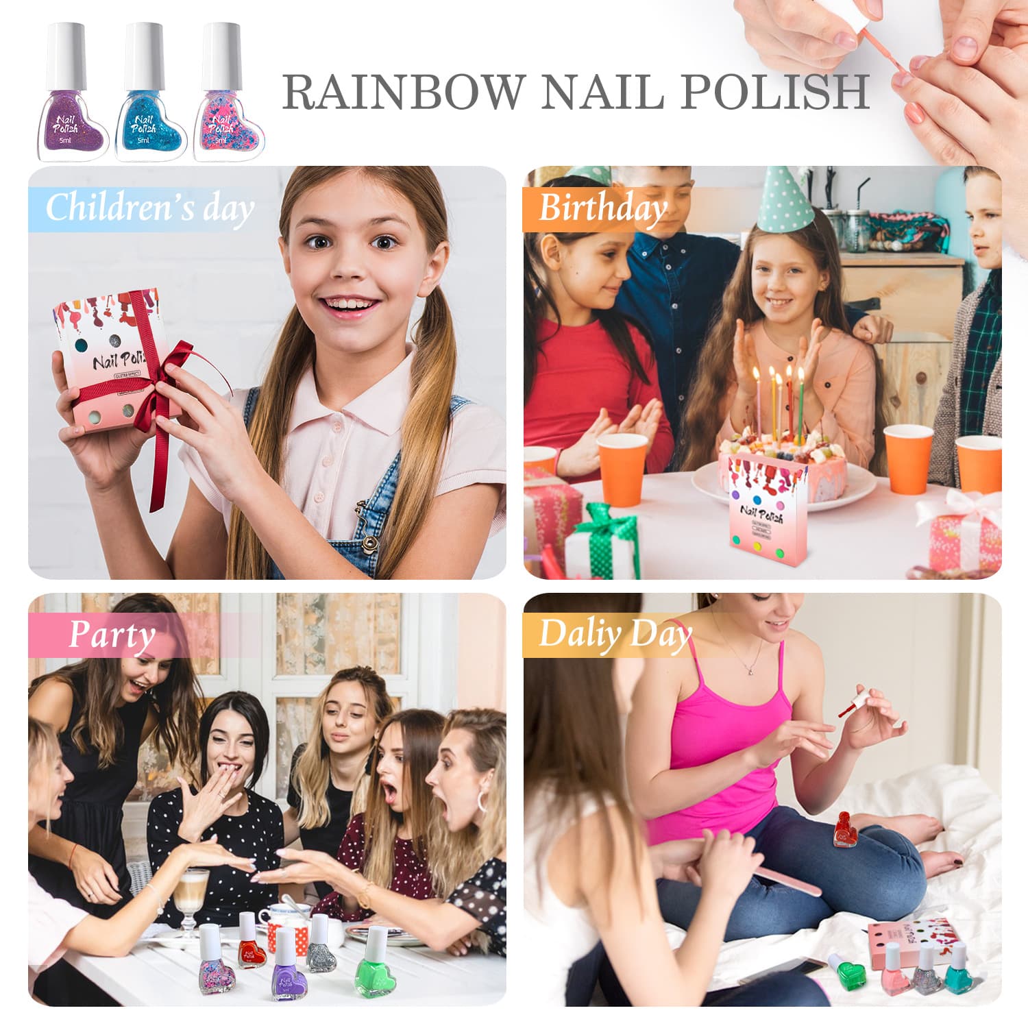 Amazon Air Dry Glitter Nail Polish Gel Nail Polish Glue Set Nail Art Decal DIY Wholesale Long-lasting Bake-Free 4
