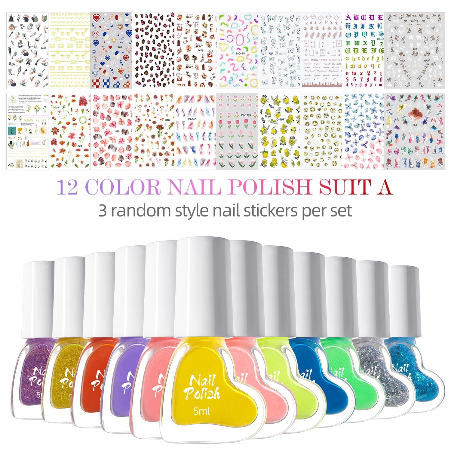 Amazon Air Dry Glitter Nail Polish Gel Nail Polish Glue Set Nail Art Decal DIY Wholesale Long-lasting Bake-Free 8