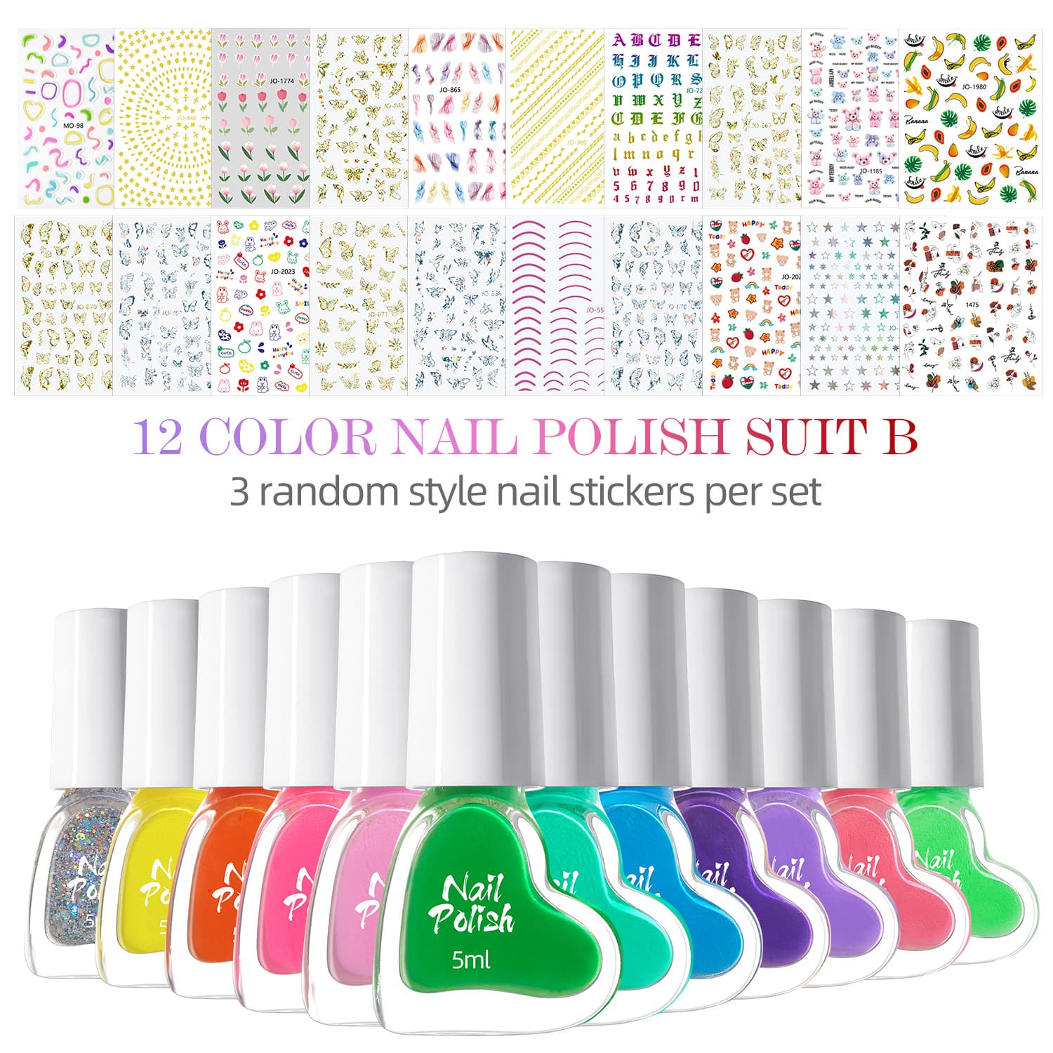 Amazon Air Dry Glitter Nail Polish Gel Nail Polish Glue Set Nail Art Decal DIY Wholesale Long-lasting Bake-Free 9