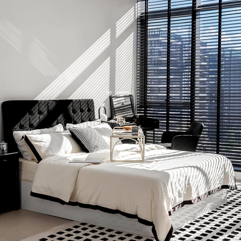 Black solid wood blinds basswood blinds blackout sunshade electric lifting study bedroom dining room 6