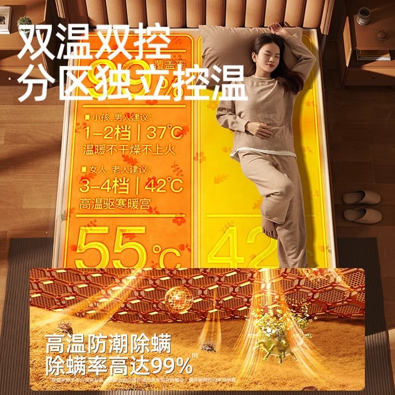 2025 New Graphene Electric Blanket Single and Double Double Control Electric Mattress for Home Student Dormitory Washable Multiple Styles 5