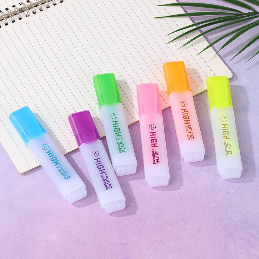 Highlighter student marker pen color mark highlight pen macaron color oblique head for handbook notes large capacity 5
