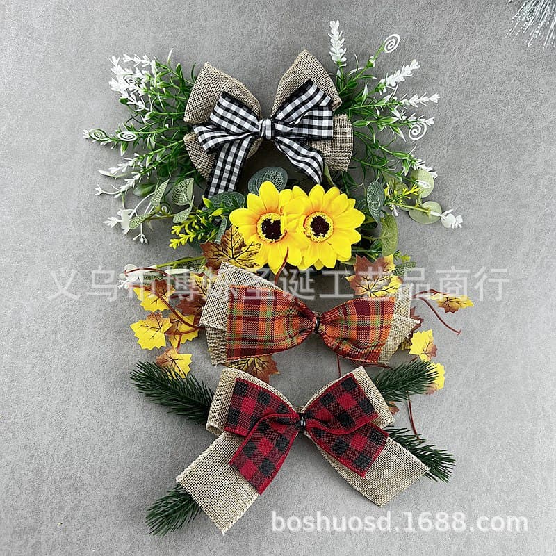Cross-border simulation welcome door plate seasonal wooden door decoration pendant decoration holiday home accessories four seasons bouquet 1
