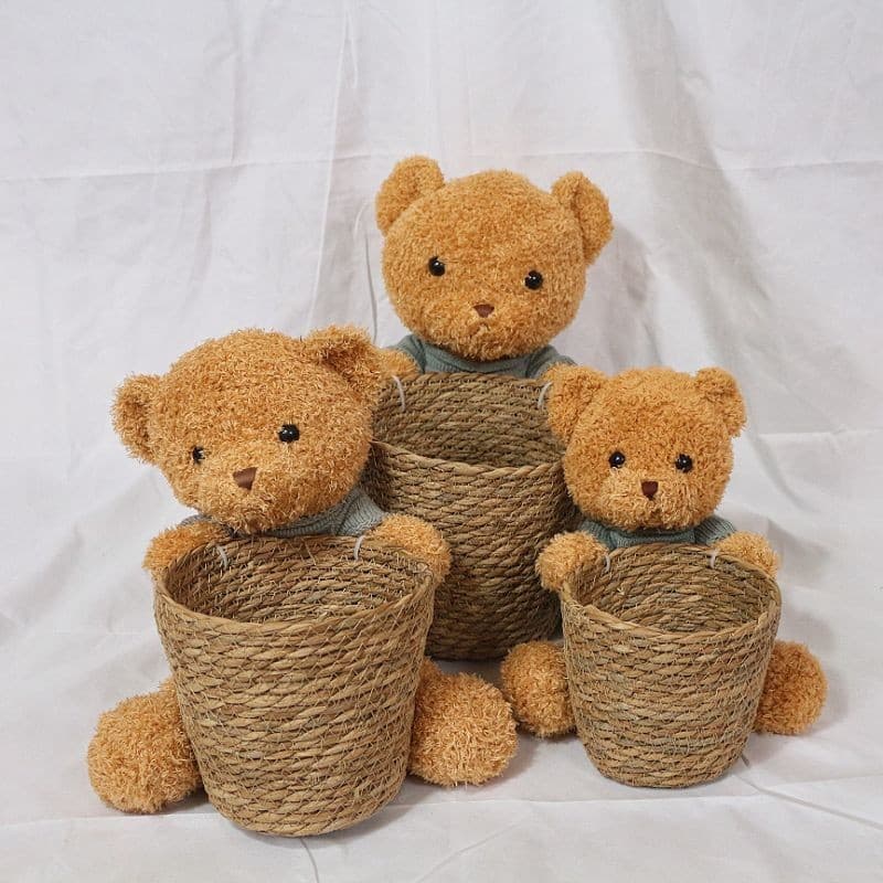 Bx bear hug bucket chestnut bouquet floral diy handmade birthday festival flower arrangement flower basket hug 3
