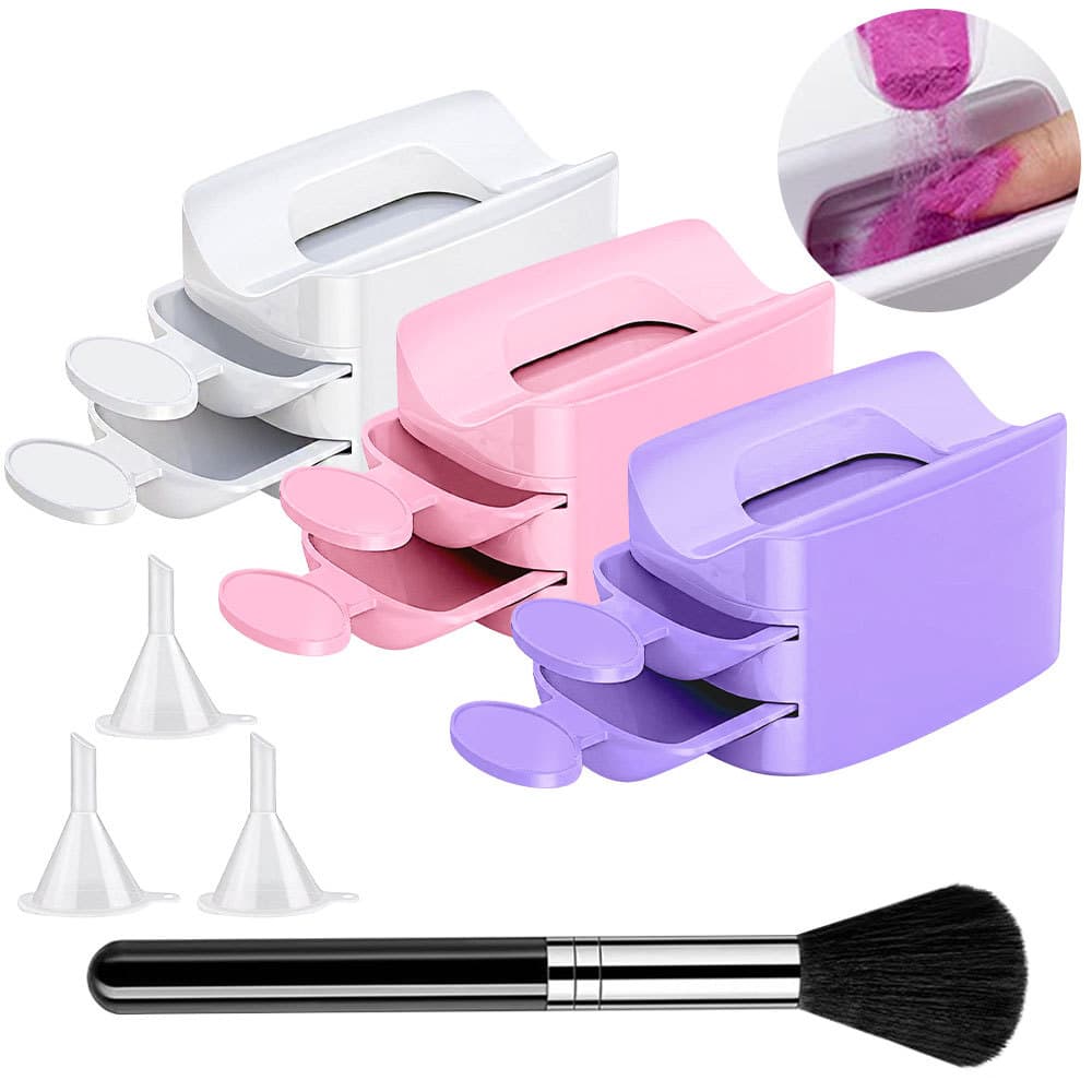 New manicure powder recycling box tool loose powder sequin micro diamond magic mirror powder wool crushed diamond powder storage set 1