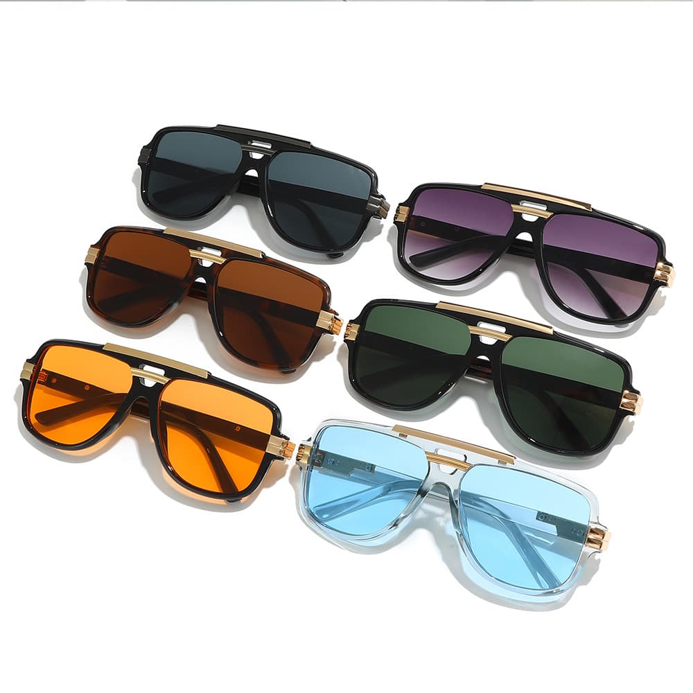 Cross-border European and American trend of the same new style square frame retro square sunglasses fashionable men's glasses metal sunglasses 5