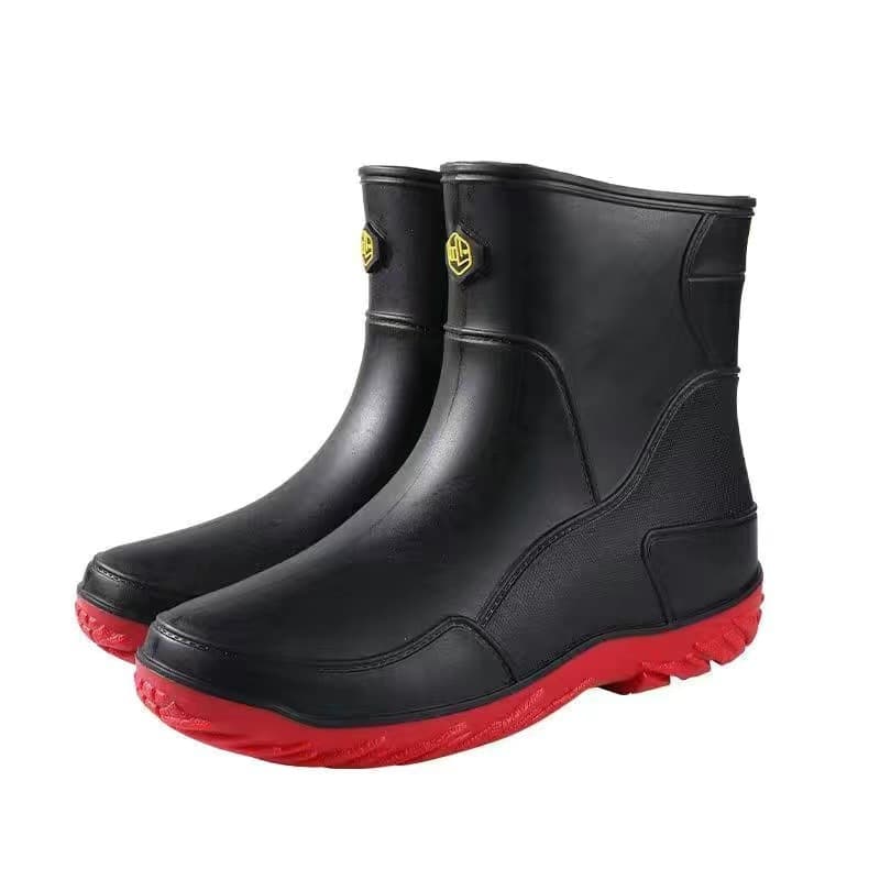 Waterproof fashionable men's rain boots rain boots water shoes short tube car wash non-slip waterproof rubber shoes Korean style 7