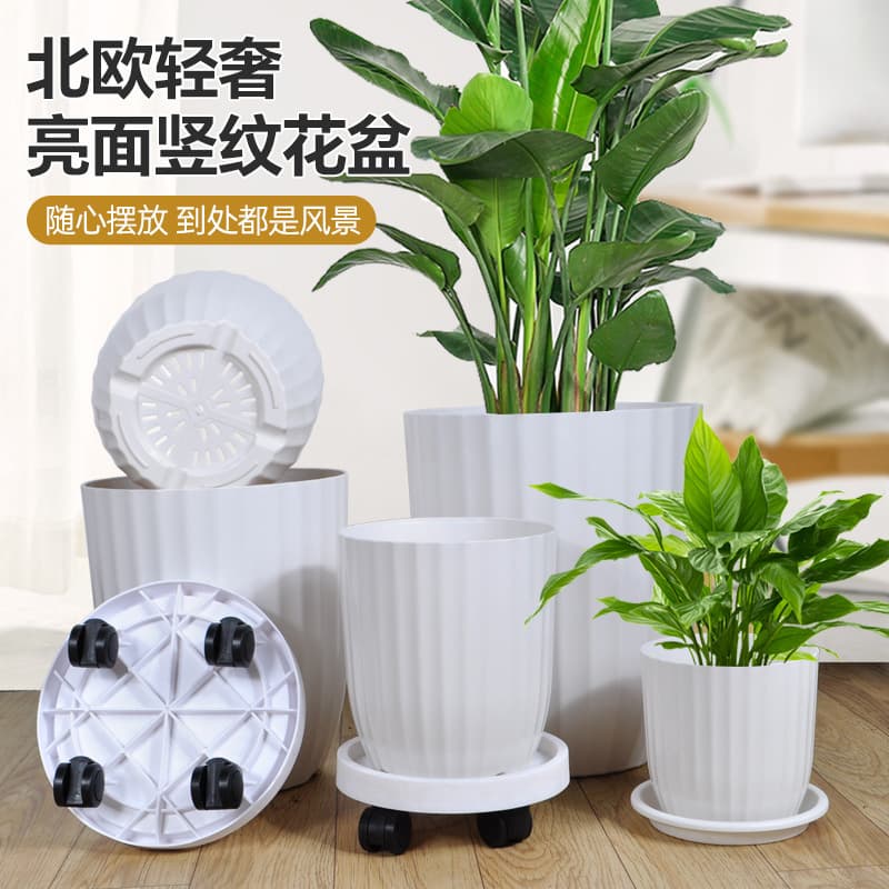 Flower pots for home large indoor living room simple plastic pots bird of paradise large diameter flower pots light luxury and high-end 2