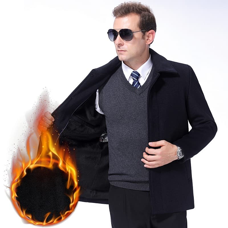 High-end cashmere wool jacket men's autumn and winter new style middle-aged business men's short woolen coat woolen coat 2