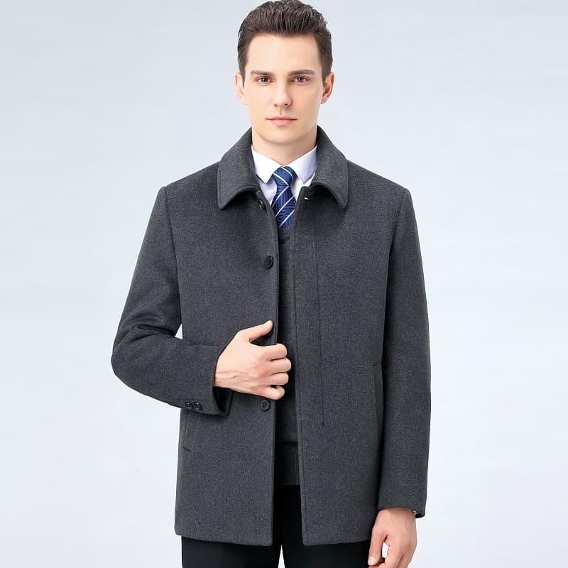 High-end cashmere wool jacket men's autumn and winter new style middle-aged business men's short woolen coat woolen coat 4