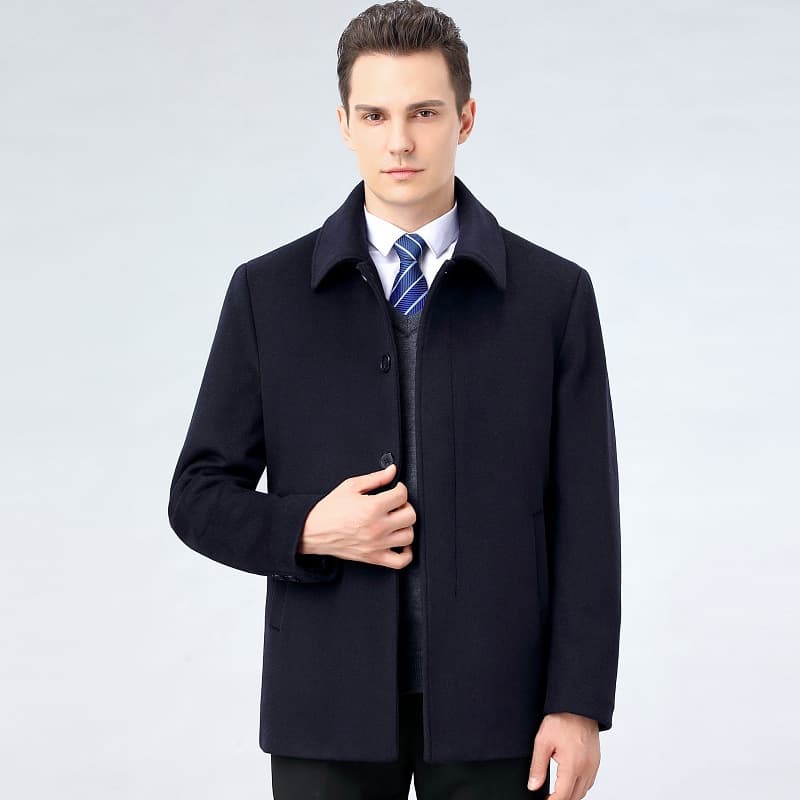 High-end cashmere wool jacket men's autumn and winter new style middle-aged business men's short woolen coat woolen coat 5