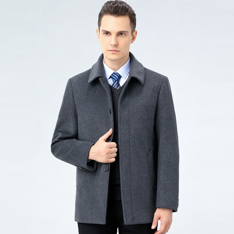 High-end cashmere wool jacket men's autumn and winter new style middle-aged business men's short woolen coat woolen coat 8