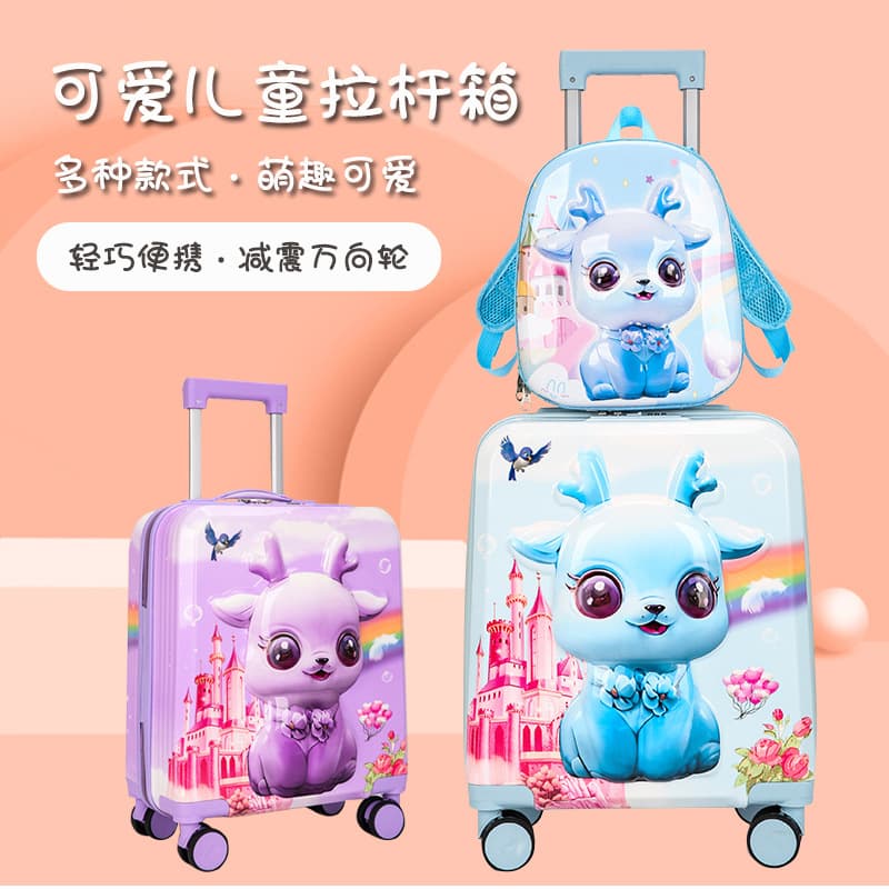New children's suitcase boarding case large capacity cartoon suit trolley case wholesale stowable suitcase backpack 2