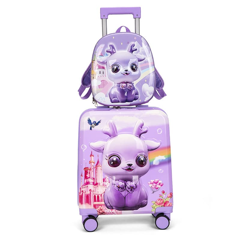 New children's suitcase boarding case large capacity cartoon suit trolley case wholesale stowable suitcase backpack 10
