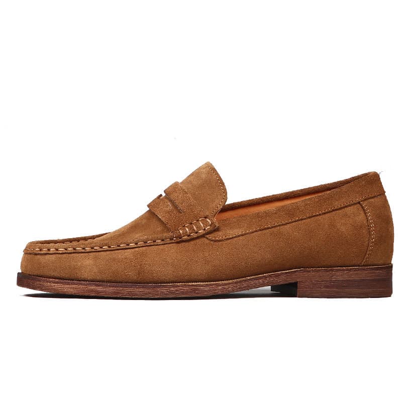 Cowhide loafers men's genuine leather beanie shoes one-leg suede suede new casual boys' leather shoes frosted men's shoes 1