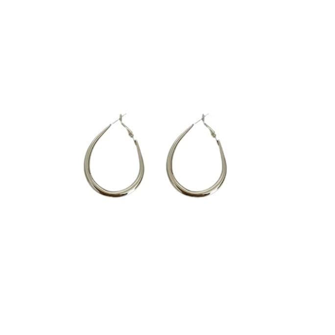 Sweet cool style hot girl plain hoop earrings niche high-end simple round face earrings personalized internet celebrity circle earrings 6
