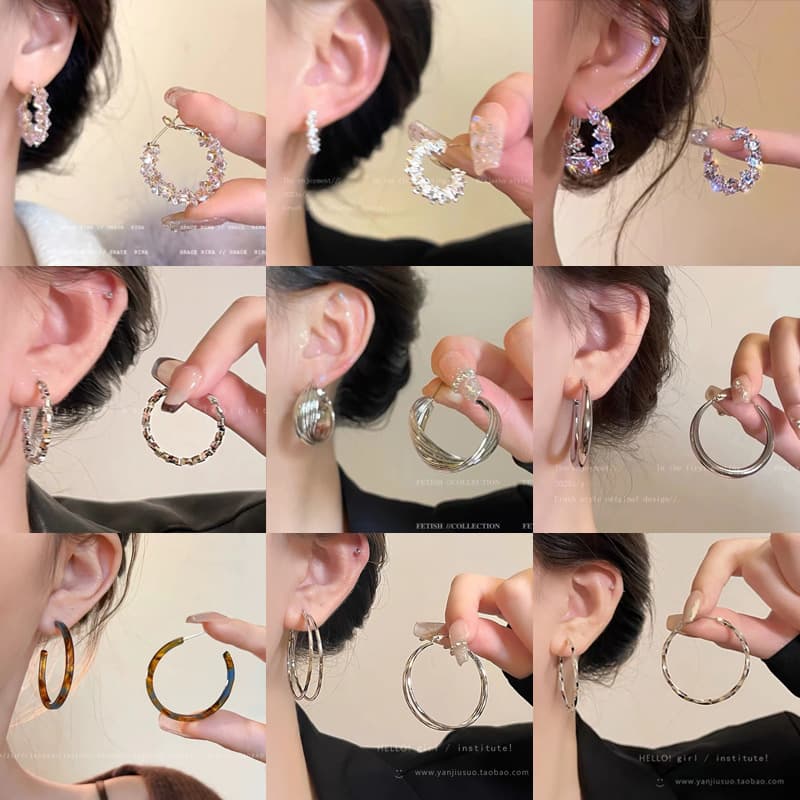 European and American exaggerated personality large hoop earrings for women, light luxury, high-end earrings, fashionable temperament, simple earrings and earrings