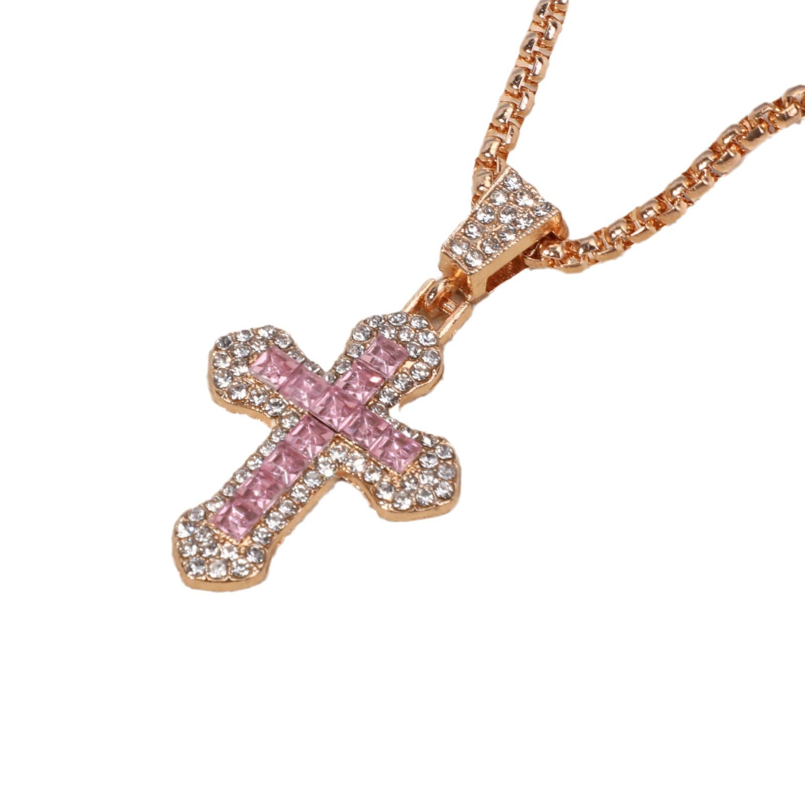 Cross-border cross necklace hip-hop style zircon pendant jewelry titanium steel versatile necklace personalized sparkling jewelry wholesale 6